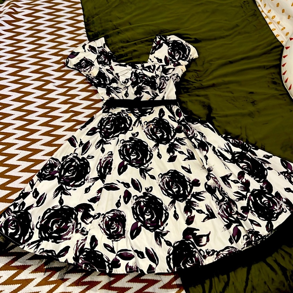 Hand crafted, cotton/elastic, tempered waste, flare skirt Dress